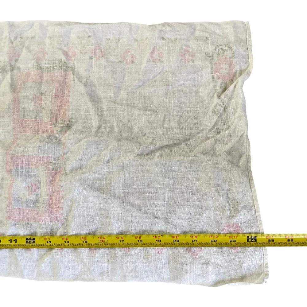 Vintage 1973‎ Calendar Linen Tea Towel BLESS THIS HOUSE Distressed Trees Flowers